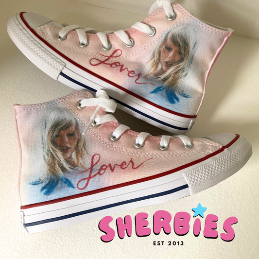 Taylor swift lover era converse high top shoes