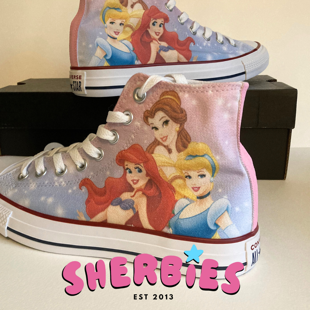 disney princess custom converse high top sneakers