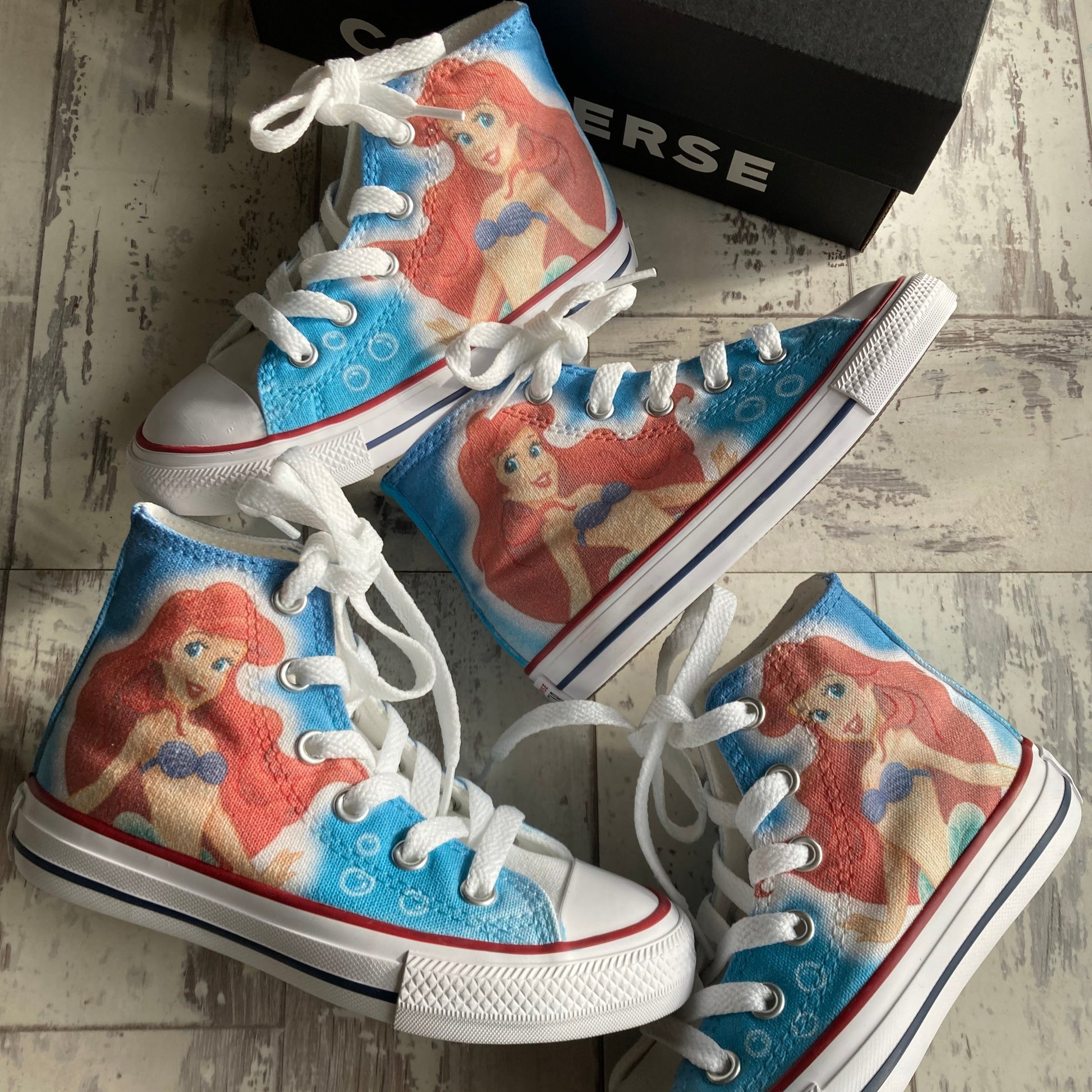 ARIEL THE LITTLE MERMAID CUSTOM CONVERSE HIGH TOP SNEAKERS