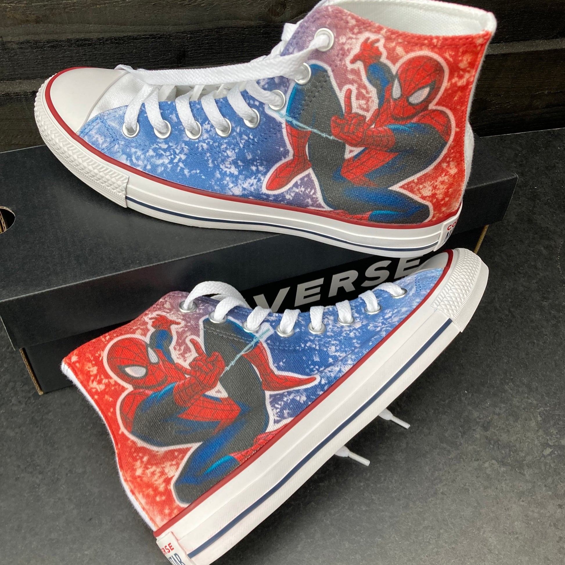 spiderman cool custom painted converse sneakers