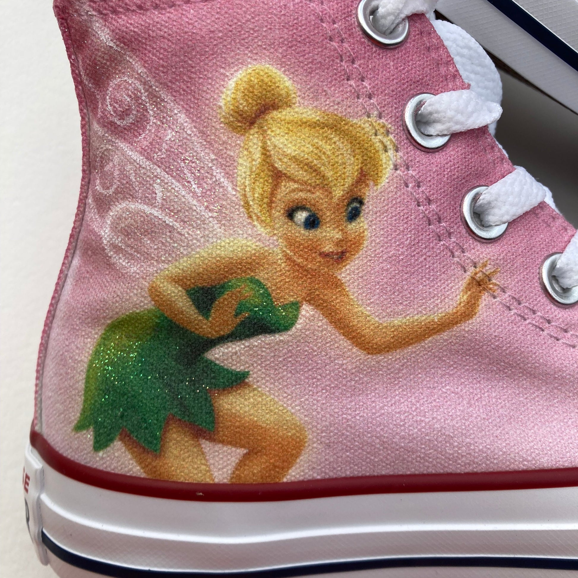 Pink Tinkerbell converse shoes