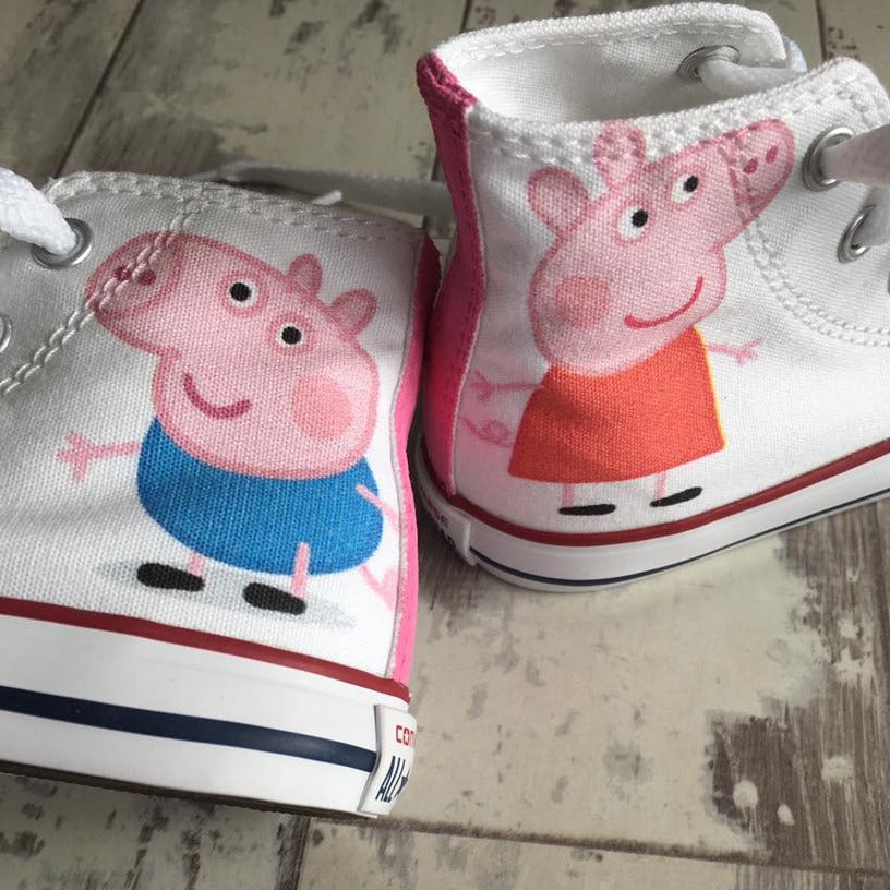 peppa pig and george pig customised converse shoes for kids