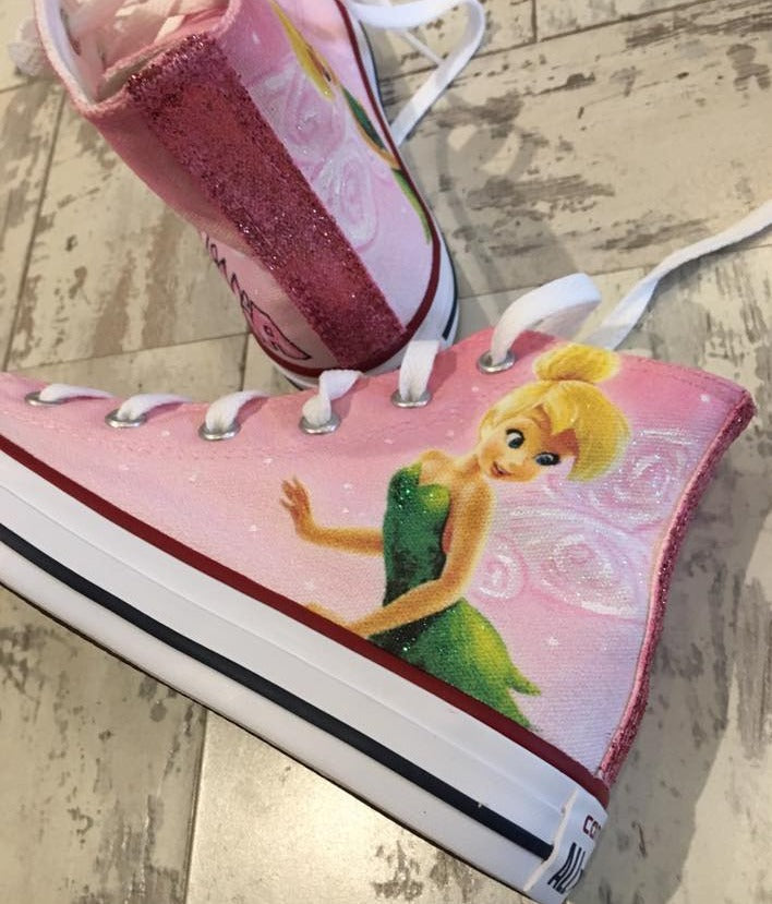 pink tinkerbell converse sneakers